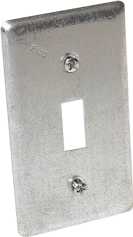 Raco 865 Box Cover, 0.49 in L, 2.313 in W, 1-Gang, Steel, Gray, Galvanized