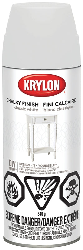 Krylon 4101 Chalk Spray Paint, Classic White, 12 oz, Can