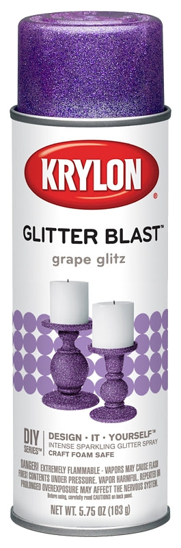 Krylon K03813A00 Craft Spray Paint, Glitter, Grape Glitz, 5.75 oz, Can