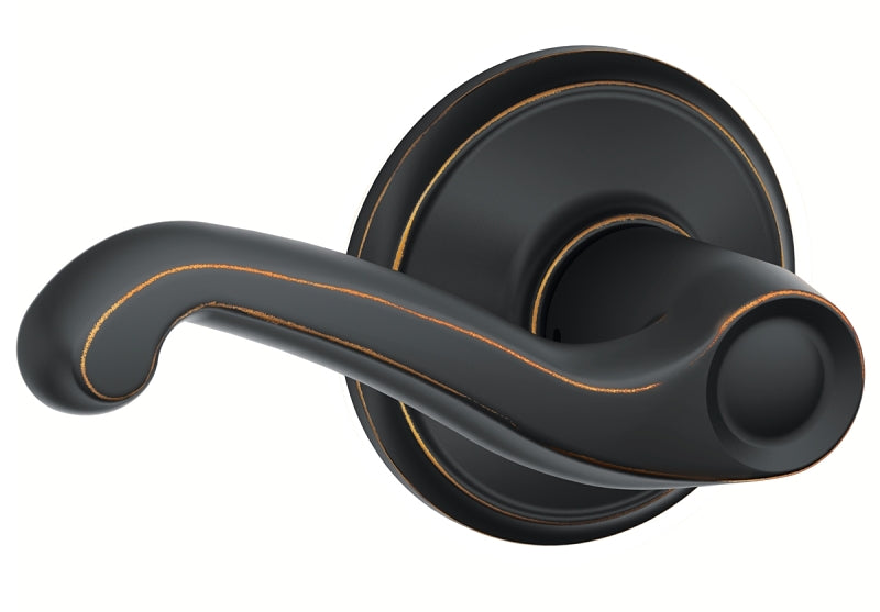 Schlage F Series F10FLA716 Passage Lever, Mechanical Lock, Aged Bronze, Metal, Residential, 2 Grade