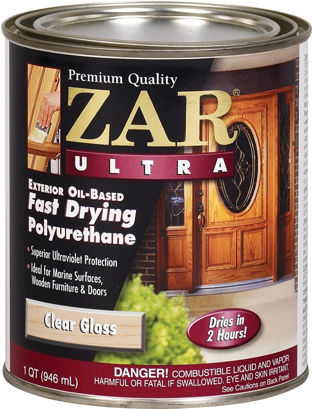 ZAR 34012 Exterior Polyurethane, Gloss, Liquid, Amber, 1 qt, Can