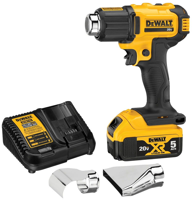 DeWALT DCE530P1 Heat Gun Kit, Battery Included, 20 V, 5 Ah, 6.7 cfm Air, Temperature Settings: 2, 990 deg F