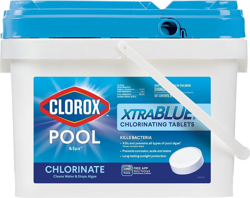 Clorox POOL & Spa XtraBlue 23025CLX Chlorinating Tablet, Solid, Chlorine, 25 lb