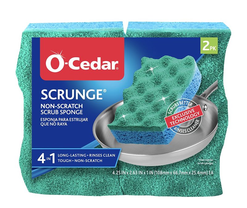 O-Cedar 169431 Medium-Duty Scrubber Sponge, 4-1/4 in L, 2.63 in W, Blue/Green