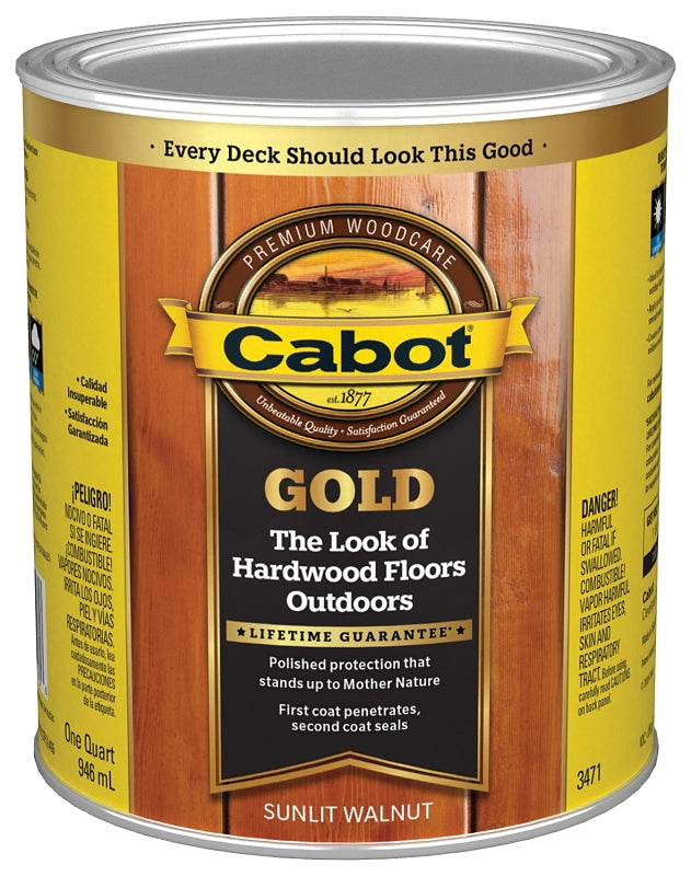 Cabot 140.0003471.005 Wood Conditioning Stain, Gold Satin, Liquid, Sun Lit Walnut, 1 qt, Can