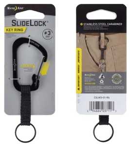Nite Ize SlideLock CSLW3-01-R6 Key Carabiner, 1-1/2 in OAL, Stainless Steel, Black