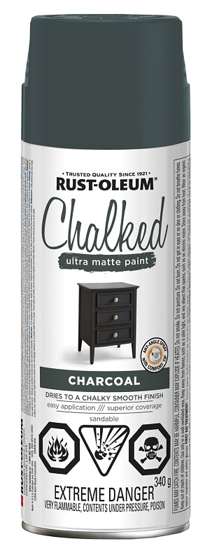 Rust-Oleum 302821 Chalk Spray Paint, Ultra Matte, Charcoal, 340 g, Can