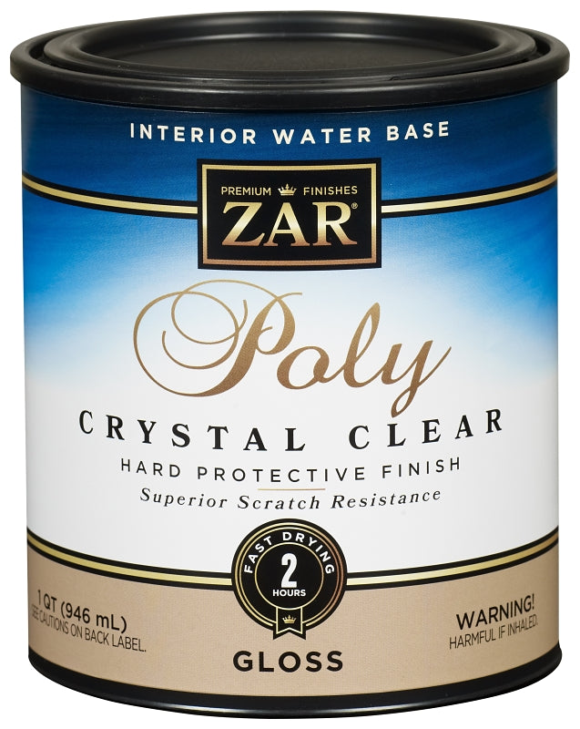 Aqua ZAR 32412 Polyurethane, Gloss, Liquid, Crystal Clear, 1 qt, Can