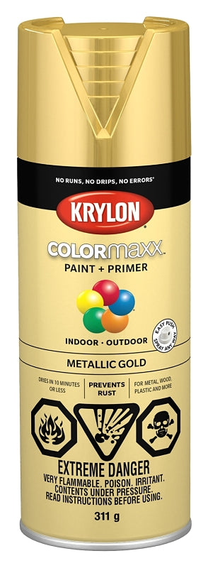 Krylon 455880007 Metallic Spray Paint, Metallic, Gold, 12 oz, Can