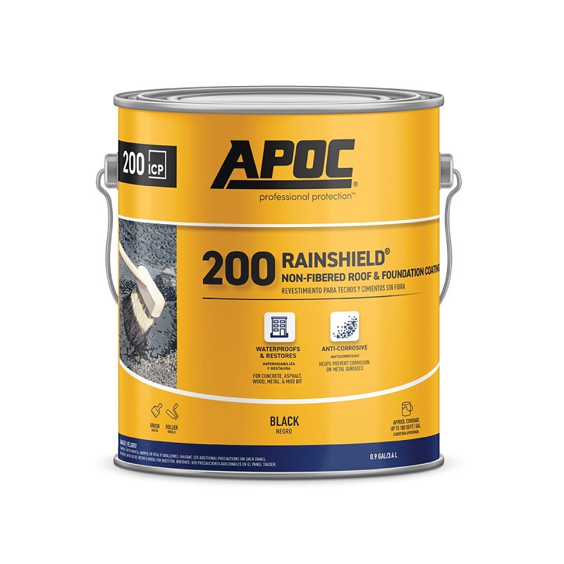 APOC 200 Rainshield AP-200 Series AP-2001 Non-Fibered Roof and Foundation Coating, Black, 1 gal, Pail, Liquid