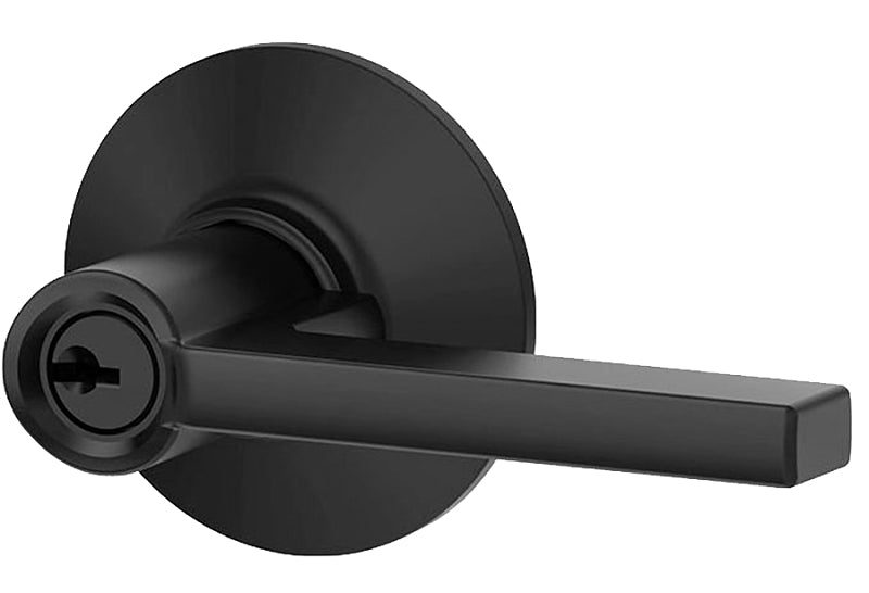 Schlage F Series F51A LAT 622 Entry Lever, Matte Black, Brass/Zinc, Residential, Reversible Hand, AAA Grade