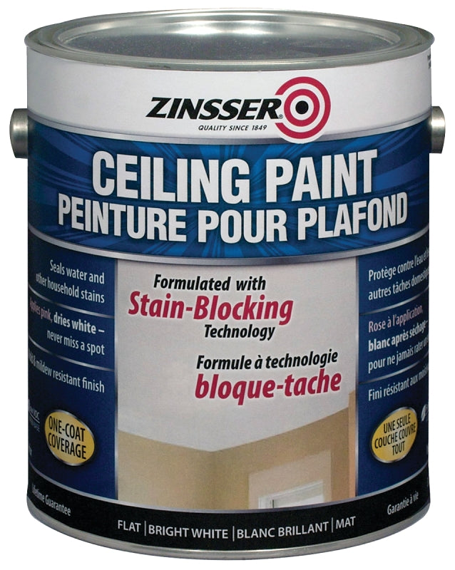 Zinsser 254065 Ceiling Paint, Flat, White, 3.78 L, Water