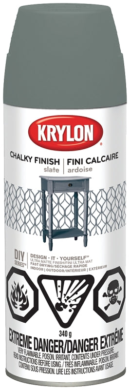 Krylon 4103 Chalk Spray Paint, Slate, 12 oz, Can