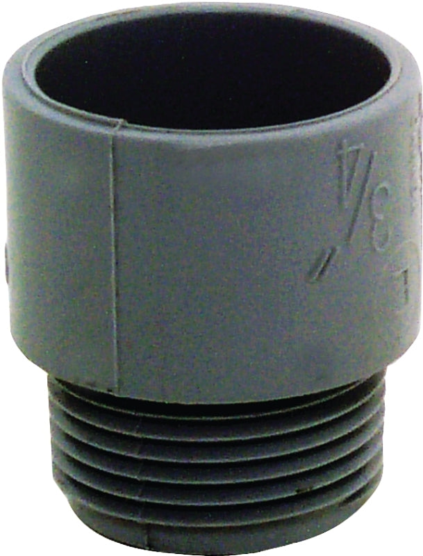 Carlon E943E-CTN Terminal Adapter, 3/4 in MPT x Socket, 1.29 in Dia, 1.47 in L, PVC, Gray