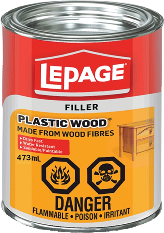 LePage 1819160 Wood Filler, Paste, Acetone, Light Tan, 473 mL Tin