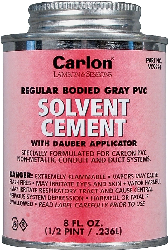 Carlon VC9924-24 Solvent Cement, 8 oz Can, Liquid, Gray