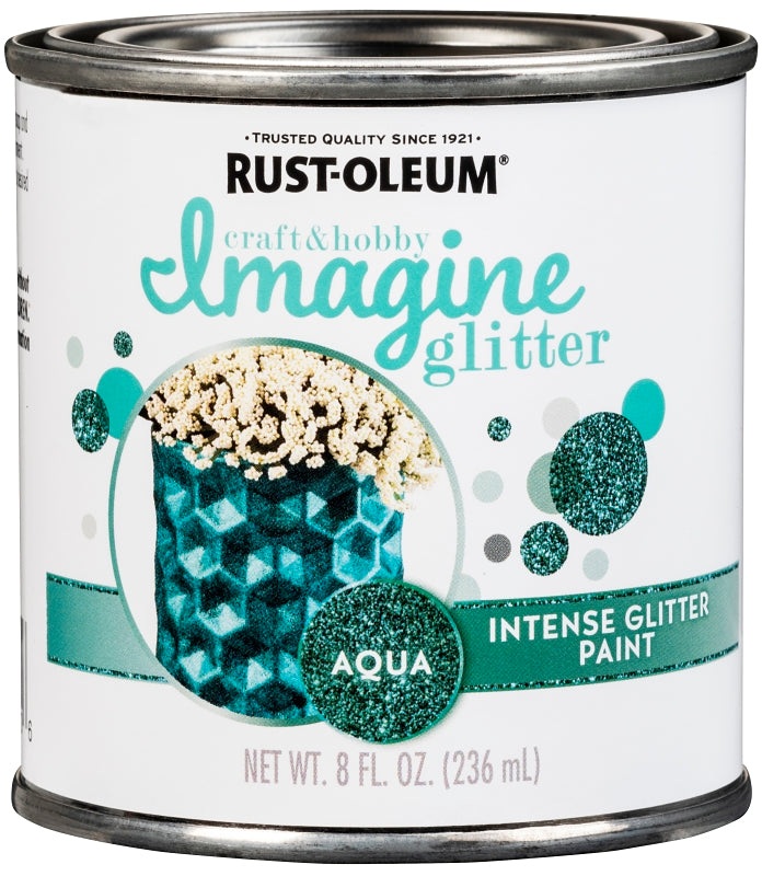 Rust-Oleum Imagine Craft & Hobby 350118 Intense Paint, Glitter Aqua, 8 oz, Can