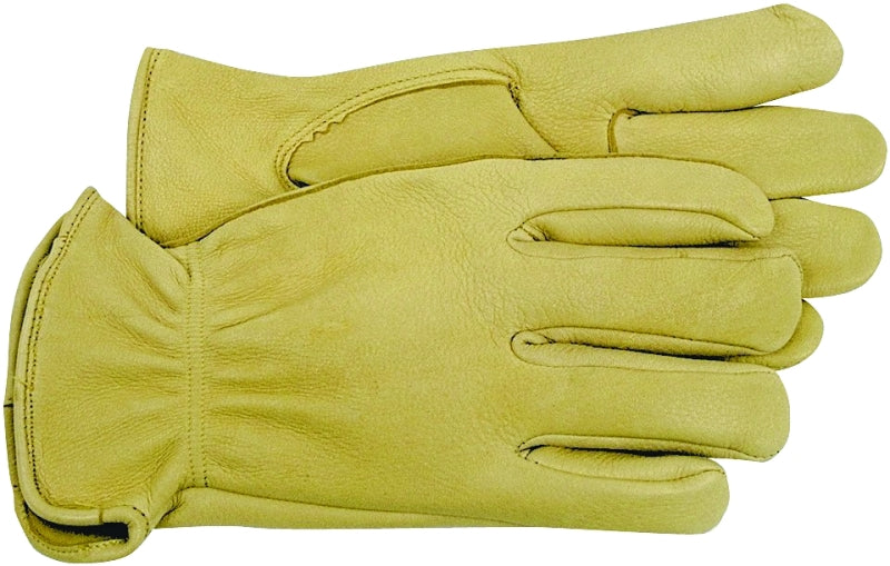 Boss B84081-L Gloves, Men's, L, 8 to 8-3/8 in L, Keystone Thumb, Slip-On Cuff, Deerskin Leather, Natural