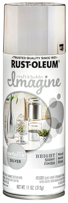 Rust-Oleum Imagine 7606387 Craft Spray Paint, Metallic, Silver, 11 oz, Can