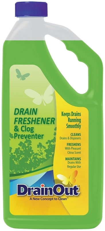 Drain OUT DOF0632N Drain Cleaner and Freshener, Liquid, Green, Citrus, 32 oz, Bottle