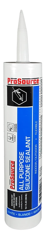 ProSource 68508 All Purpose Silicone Sealant, White, 10.1 oz Cartridge