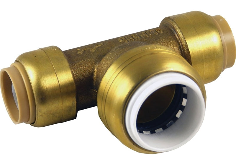 SharkBite UIP371A Transition Pipe Tee, 3/4 in, Push-to-Connect, DZR Brass, 200 psi Pressure