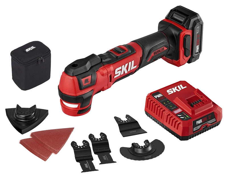 SKIL OS592702 Oscillating Multi-Tool Kit, Battery Included, 12 V, 2 Ah, 18,000 opm, 3.6 deg Oscillating