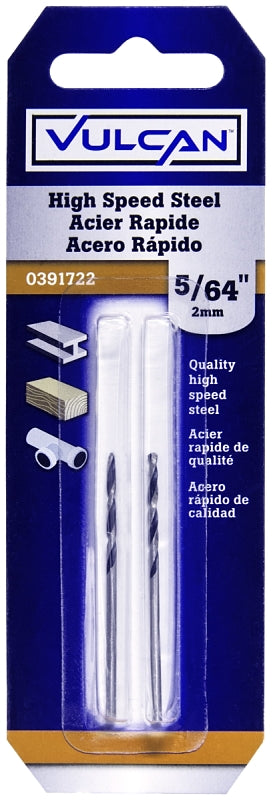 Vulcan Jobber Drill Bit, 5/64 in Dia, 2 in OAL, Straight Shank