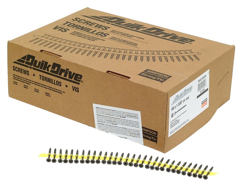 Simpson Strong-Tie DWC DWC158PS Screw, #6 Thread, 1-5/8 in L, Bugle Head, #2 Drive, Steel, Gray Phosphate