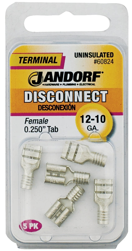 Jandorf 60824 Disconnect Terminal, 12 to 10 AWG Wire, Copper Contact, 5/PK