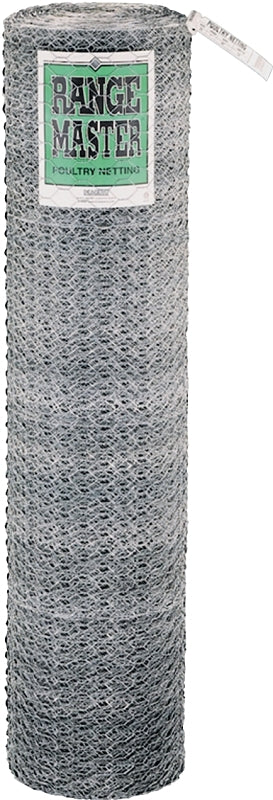 Rangemaster 5931 Poultry Net, 50 ft L, 12 in W, 20 Gauge, Hexagonal Mesh, 1 in Mesh, Galvanized Steel