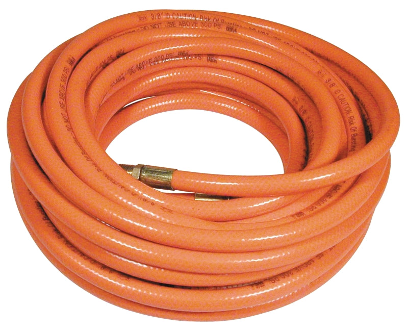 Amflo 576-50A Air Hose, 3/8 in OD, 50 ft L, MNPT, 300 psi Pressure, PVC, Orange