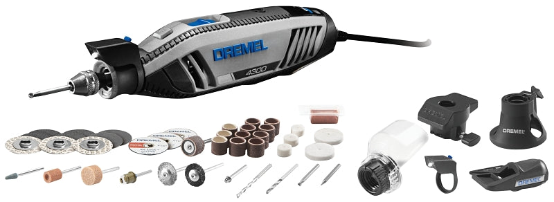 Dremel 4300-5/40 Rotary Tool Kit, 1.8 A, 1/32 to 1/8 in Chuck, Keyless Chuck, 5000 to 35,000 rpm Speed