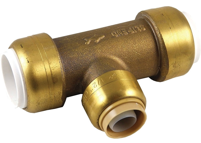 SharkBite UIP372A Transition Pipe Tee, 3/4 in, Push-to-Connect, DZR Brass, 200 psi Pressure