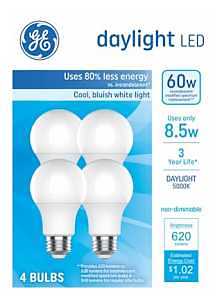 GE 93131943 Light Bulb, 60 W Equivalent, Daylight, 5000 K Color Temp