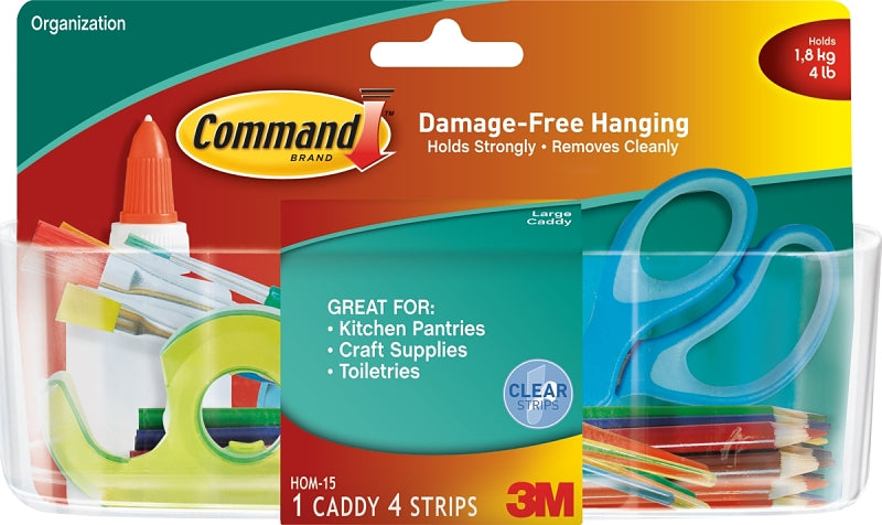 Command HOM-15 Large Caddy, 2 lb Capacity, Plastic, Clear