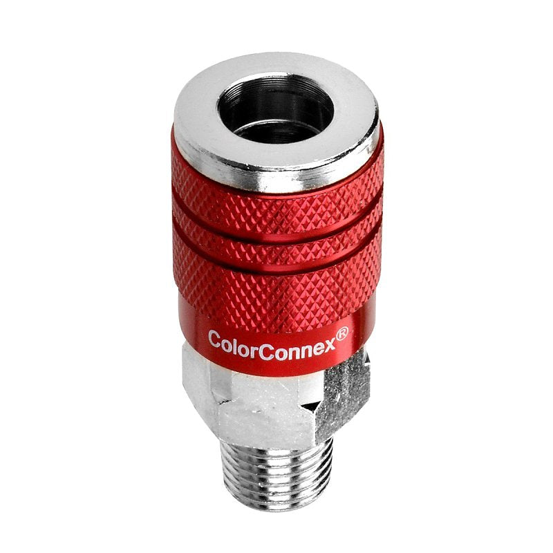 Legacy A73420D Industrial Interchange Coupler, 1/4 in, MNPT, Aluminum/Steel, Zinc, Red