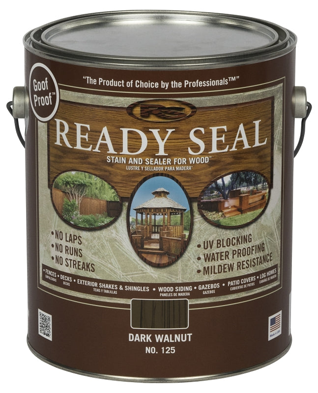 Ready Seal 125 Stain and Sealer, Dark Walnut, 1 gal, Can