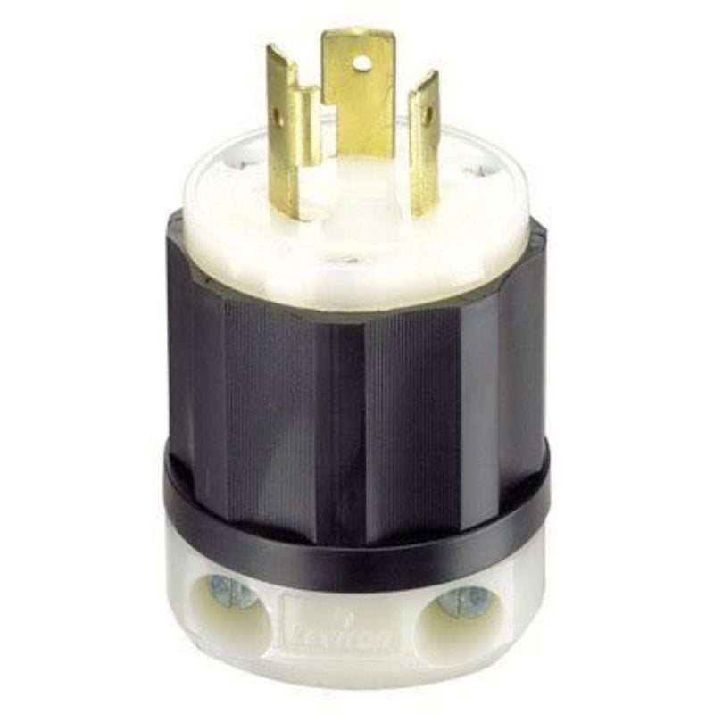 Leviton 021-02311-0PB Electrical Plug, 2 -Pole, 20 A, 125 V, NEMA: NEMA L5-20P, Black/White