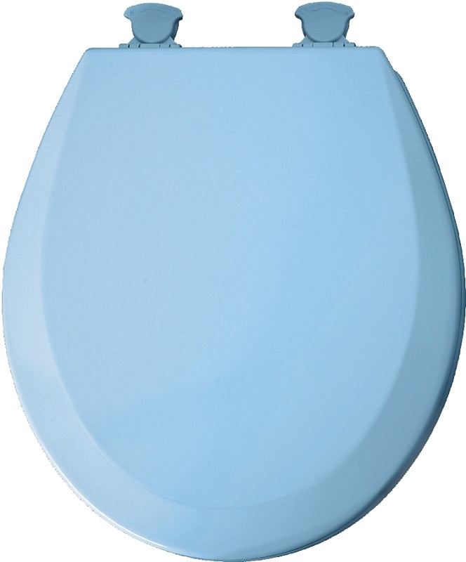 Mayfair 41EC-034 Toilet Seat, Round, Wood, Sky Blue, Twist Hinge