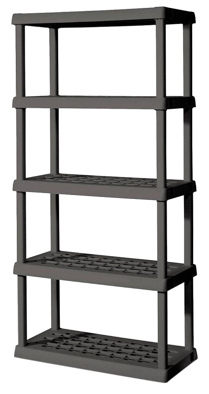 Sterilite 01553V01 Shelving Unit, 36 in OAW, 18 in OAD, 75-1/8 in OAH, 5-Shelf, Plastic, Gray