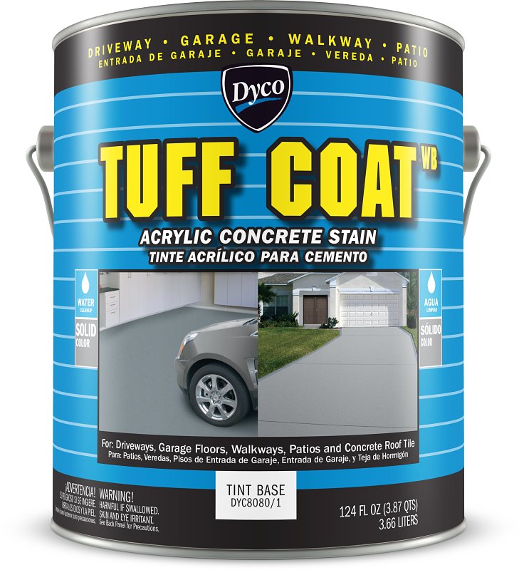 Dyco TUFF COAT DYC8080/1 Concrete Stain, Satin, White, Liquid, 1 gal