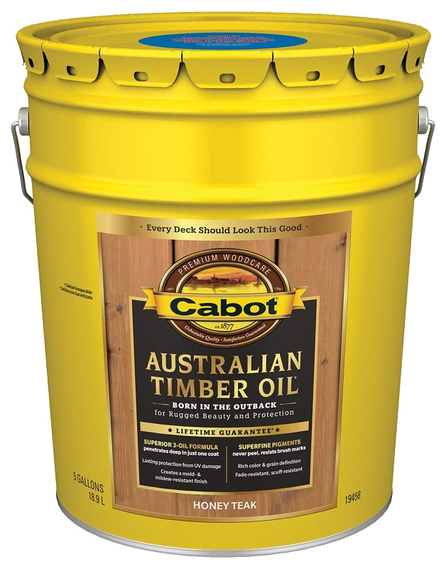 Cabot 19400 Series 140.0019458.008 Australian Timber Oil, Honey Teak, Liquid, 5 gal, Pail