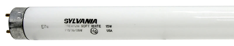 Sylvania 21656 Fluorescent Bulb, 15 W, T8 Lamp, Medium Lamp Base, 810 Lumens, 3000 K Color Temp, Soft White Light
