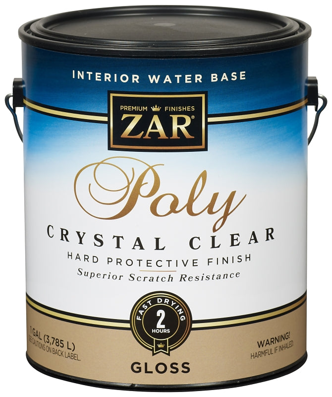 Aqua ZAR 32413 Polyurethane, Gloss, Liquid, Crystal Clear, 1 gal, Can