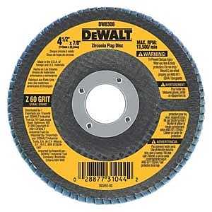 DeWALT DW8314 Flap Disc, 4-1/2 in Dia, 5/8-11 Arbor, Coated, 120 Grit, Zirconia Alumina Abrasive, Cloth Backing