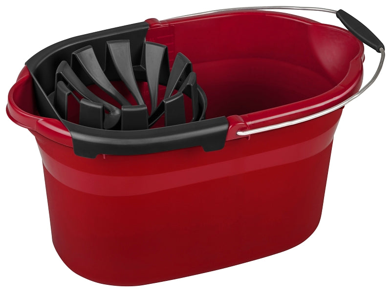 Sterilite COLORmaxx 11295804 Mop Wringer Bucket, 17-1/2 qt Capacity, Red