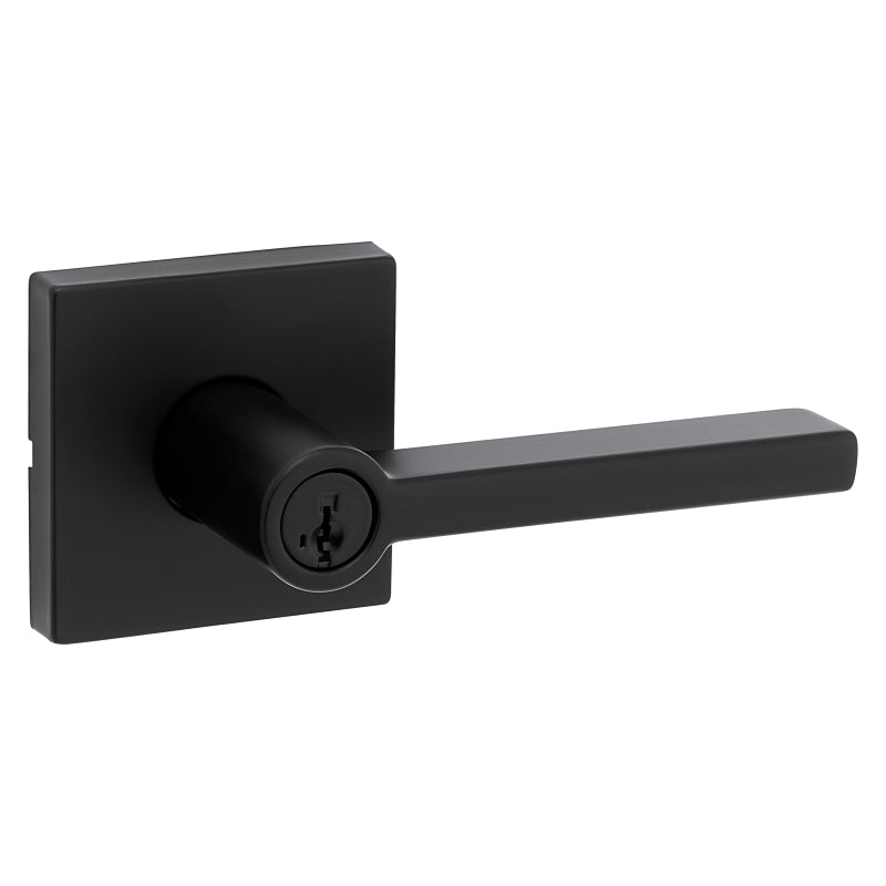 Kwikset Signature Series 740HFL SQT 514 SMT Square Entry Door Lock, Lever Handle, Matte, Zinc, SC1, KW1 Keyway, Black