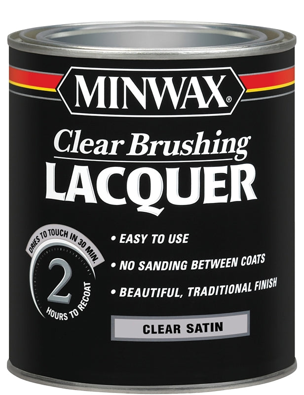 Minwax 155100000 Brushing Lacquer, Liquid, Clear, 1 qt, Can