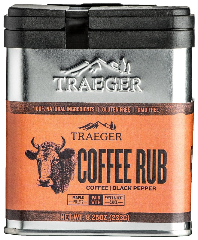 Traeger SPC172 Coffee Rub, Black Pepper, Coffee Flavor, 8.25 oz Tin